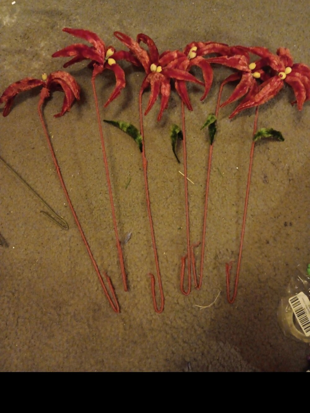 Vintage velvet flower picks